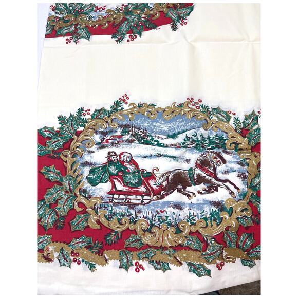 Bardwil Linens Christmas Tablecloth “Dickens Christmas” Design 52”x70” NOS 1990s - Picture 2 of 9